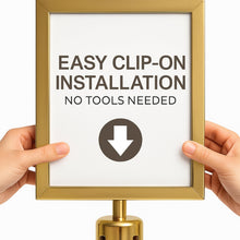 Load image into Gallery viewer, 4PCS Gold 8.5x11 Stanchion Sign Holder – Vertical Poster Display Frames for Floor Standing Holder Stand Business Store Sign Holders Pedestal Advertising Stand for Indoor Outdoor Use