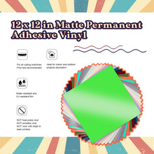 Load image into Gallery viewer, TECKWRAP Matte Permanent Adhesive Vinyl 12" x 12" 16 Sheets/Pack Craft Adhesive Vinyl Precut Sheets for Scrapbooking, Craft Cutters,Sign Plotters