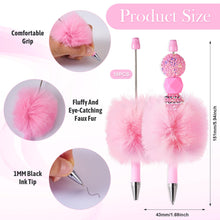 Load image into Gallery viewer, Beadthoven 10pcs Fluffy Beadable Pens, Cute Plush Ball Beaded Pens DIY Plastic Bead Pen Funny Pom Pom Pens Shaft Black Ink Ballpoint Pens for DIY Pens Decorations Supplies Gift Office School Pink