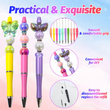 Load image into Gallery viewer, DASTTUIS 150 Pieces DIY Beadable Pens Kit - 50 plastic Beadable Pens Bulk, Refills & pen bags Included - Beaded Pens Black Ink Ballpoint Cute Pens(Bright)