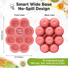 Load image into Gallery viewer, KeaBabies Silicone Food Freezer Trays with Lid, 2oz x 10 Pods Baby Food Storage Containers, Easy Puree Meal Prep, Breast Milk Silicone Freezer Molds, Dishwasher, Microwave Safe, BPA-Free (Blossom)
