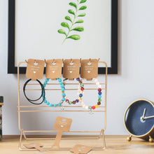 Load image into Gallery viewer, joycraft 200Pcs Self Adhesive Bracelet Display Cards,Kraft Handmade with Love Blank Cards, Jewelry Packaging for Selling, Hanging Display Cards for Jewelry, Bracelet, and Necklace(4“x1.5")