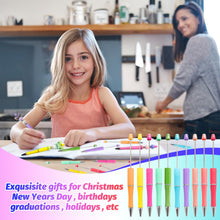 Load image into Gallery viewer, DASTTUIS 150 Pieces DIY Beadable Pens Kit - 50 plastic Beadable Pens Bulk, Refills & pen bags Included - Beaded Pens Black Ink Ballpoint Cute Pens(Bright)