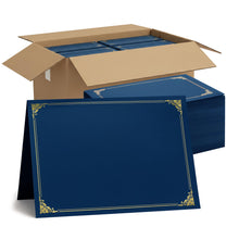 Load image into Gallery viewer, 120 Pcs Certificate Holders Bulk, Navy Blue Diploma Covers Gold Foil Border, Document Covers for Letter Size 8.5x11 Award Certificates, Cardstock, Document Papers, Graduation