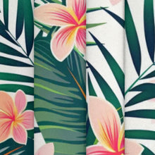 Load image into Gallery viewer, AUUXVA Round Tablecloth 60 Inch Palm Leaf Flower Washable Table Cover with Lace Trim, Kitchen Circle Tables Cloth for Party Dining Table Top Wedding Home Decor(Tropical Flowers)