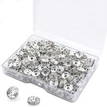 Load image into Gallery viewer, 200Pcs Rondelle Spacer Beads Bright Silver Crystal Rondelle Spacer Beads for Jewelry Making (8mm Silver Plated)