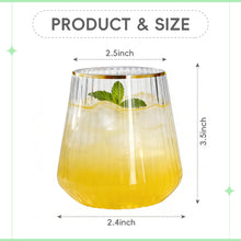 Load image into Gallery viewer, N9R 40 Count 12oz Clear Plastic Wine Cups with Gold Rim - Elegant Origami Ripple Design, Shatterproof & Disposable for Whiskey, Cocktail, Champagne, Parties, Weddings, Events