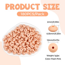 Load image into Gallery viewer, 180Pcs FIVEIZERO Silicone Lentil Beads, 12mm Silicone Abacus Focal Beads Bulk Colorful DIY Loose Beads for Bracelet Necklace Crafts Pen Making(Flesh Pink)