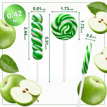 Load image into Gallery viewer, 32 Pack Green White Swirl Twisty Lollipops Suckers Bulk (16 Swirls + 16 Twists), Holiday Treats Candy Lollipops Individually Wrapped, Apple Suckers Lollipops for Birthday