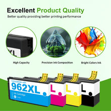 Load image into Gallery viewer, 962XL 962 9010 9015 Ink Cartridges Combo Pack: Replacement for HP Ink 962XL Black and 962 Color Combo Pack for HP OfficeJet Pro 9020 9018 9025 9012 9014 9016 9019 9022 9026 9027 9028 9029 Printer