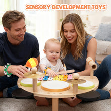 Load image into Gallery viewer, Kids Drum Set, Montessori Musical Instruments for Toddlers 1-6, Wooden Toys Montessori Music Table, Xylophone Drum Kit, Birthday for Boys Girls