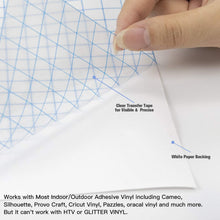 Load image into Gallery viewer, JANDJPACKAGING Transfer Tape for Vinyl - 12” x 50 FT w/Blue Alignment Grid for Adhesive Vinyl - Medium Tack Vinyl Transfer Tape for Silhouette Cameo