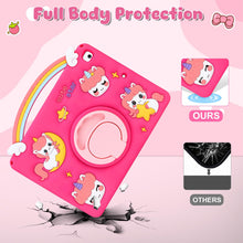 Load image into Gallery viewer, SAMONPOW for iPad 9th/ 8th/ 7th Generation Case (2021/2020/2019) Cute Rainbow Unicorn iPad Case 10.2 Inch for Kids Girls Teens with Strap Rotating Stand Handle Silicone Cover for iPad Cases 9th Gen