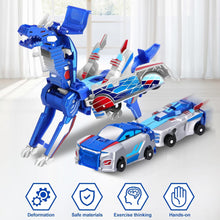 Load image into Gallery viewer, Hjhyqex 2-in-1 Transforming Dinosaur Car Toy - Magnetic Collision Robot Vehicles for Kids | Thrilling Transformations for Boys & Girls (Blue)