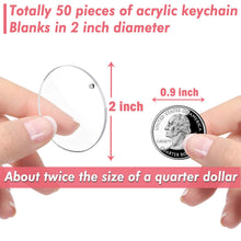 Load image into Gallery viewer, Acrylic Keychain Blanks, Audab 50pcs Clear Keychains for Vinyl, Transparent Circle Discs Blanks Bulk DIY Keychain, Crafting and Vinyl Projects