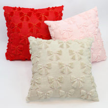 Load image into Gallery viewer, YDBDAT Coquette Bow Throw Pillow Covers Pink Set of 2 Soft Preppy Stuff Plush Faux Fur Bowknot Pillow Case for Sofa Room Christmas Decor Pink