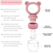 Load image into Gallery viewer, BigSpinach Silicone Baby Food Freezer Tray with Teething Popsicle Molds - Baby Fruit Feeder and Breastmilk Teether Combo