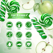 Load image into Gallery viewer, 32 Pack Green White Swirl Twisty Lollipops Suckers Bulk (16 Swirls + 16 Twists), Holiday Treats Candy Lollipops Individually Wrapped, Apple Suckers Lollipops for Birthday