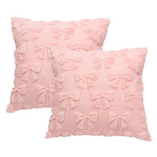 Load image into Gallery viewer, YDBDAT Coquette Bow Throw Pillow Covers Pink Set of 2 Soft Preppy Stuff Plush Faux Fur Bowknot Pillow Case for Sofa Room Christmas Decor Pink