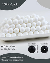 Load image into Gallery viewer, LIENATSER 160Pcs 15mm Silicone Beads, Bulk for Keychain Making Kit, Rubber Round Beads Silicone Focal Beads for Pens, Necklace, Jewelry, Art, DIY Crafts Making (White)