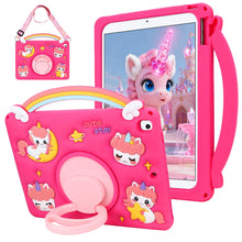 Load image into Gallery viewer, SAMONPOW for iPad 9th/ 8th/ 7th Generation Case (2021/2020/2019) Cute Rainbow Unicorn iPad Case 10.2 Inch for Kids Girls Teens with Strap Rotating Stand Handle Silicone Cover for iPad Cases 9th Gen
