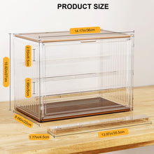 Load image into Gallery viewer, YOAEAILY 2026 New Acrylic Display Case for Collectibles with Lights , Upgraded Acrylic and Wooden 4 Tiers Figures Display Box with Magnetic Door, 14.2"x 10.65"x 8.6" Showcase Storage Box