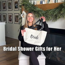 Load image into Gallery viewer, Vavabox Bridemaid Gifts, Bride Tote Bag for Women, Bridal Shower Wedding Bachelorette Bride Gift Handbag Gifts for Her (Bride, Beige)