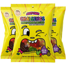 Load image into Gallery viewer, Josh Bosh Juicy Chew Challenge Fruit Shape Jellies 3-Pack – 7 Fruit-Flavored Shapes for the “Hit or Miss Challenge” per 9.87 Oz Bag