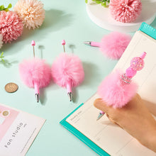 Load image into Gallery viewer, Beadthoven 10pcs Fluffy Beadable Pens, Cute Plush Ball Beaded Pens DIY Plastic Bead Pen Funny Pom Pom Pens Shaft Black Ink Ballpoint Pens for DIY Pens Decorations Supplies Gift Office School Pink