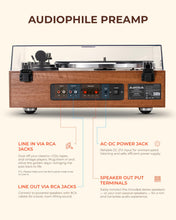 Load image into Gallery viewer, QLEARSOUL HiFire X Vinyl Record Player, Audiophile HiFi Turntables System with 100W Bookshelf Speakers,VU Meter, DSP Preamp, Support 33/45 RPM, RCA LINE in | Out