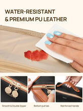 Load image into Gallery viewer, Telena Leather Make Up Bag Portable Travel Makeup Bag Waterproof Cosmetic Bags for Women Large Capacity With Handle and Divider Open Lay Flat