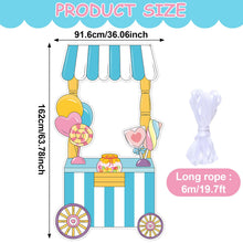 Load image into Gallery viewer, Candy Shop Photo Booth Props Candy Truck Selfie Frame Backdrop Sweet Shoppe Photography Background Large Candies Cart Hanging Banner Sweet Theme Birthday Party Decor for Kids Party Supplies 64 x 36 In