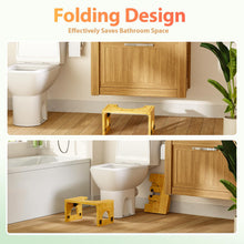 Load image into Gallery viewer, Foldable Bamboo Toilet Stool for Bathroom – Poop Stool for Adults & Kids,Adjustable 7-9 Inches with Non-Slip Layer, Improves Posture & Comfort (Primary)