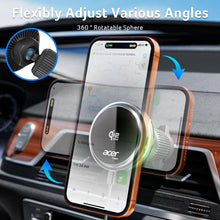 Load image into Gallery viewer, acer Qi2.2 25W for MagSafe Car Mount Charger, Wireless Car Charger with Cooling Fan & Backlight, Vent Phone Mount with 45W Car Adapter, 360°Rotation Magnetic Phone Holder for iPhone 17/16/15/14/13