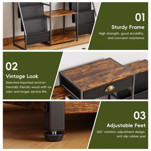 Load image into Gallery viewer, JunVpic Record Player Stand with Vinyl Storage – Record Table with Holder,6-Bin Vinyl Storage Rack & Drawer, Dual Side Display Shelves,Holds 200+ Albums,Turntable Stand for Living Room,Bedroom (Brown)
