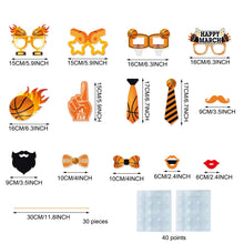 Load image into Gallery viewer, Let The Madness Begin Basketball Photo Props College Basketball Party Photo Booth Props Kit Basketball Themed Party Photography Decoration Supplies 30 Pieces