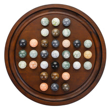 Load image into Gallery viewer, Giftqulo Solitaire Game,12.7-Inch inches Solid Wooden Board with 33 Natural Marble Balls, Deluxe Solitaire Game Set Single-Player Strategy Board Game and Smart Games