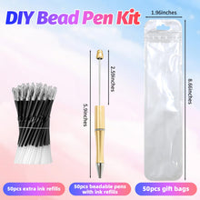 Load image into Gallery viewer, DASTTUIS 150 Pieces DIY Beadable Pen Kit – 50 Plastic Ballpoint Pens with Refills & Bags – School Supplies, Office Accessories & Decorative Items for Students & Teachers (Gold)