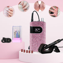 Load image into Gallery viewer, Professional Nail Drill Machine, Lavinda 35000RPM Electric Nail File for Acrylic Gel Nails, Cordless Portable Nail Drill Kit with Coreless Motor, Manicure Pedicure Shape Tools (Diamond, Pink)