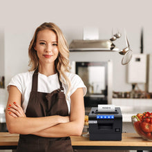 Load image into Gallery viewer, MUNBYN Receipt Printer P068, 3 1/8" 80mm Direct Thermal Printer, POS Printer with Auto Cutter - Thermal Receipt Printer with USB Serial Ethernet Windows Driver ESC/POS Support Cash Drawer