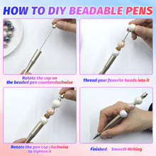 Load image into Gallery viewer, DASTTUIS 150 Pieces DIY Beadable Pen Kit – 50 Plastic Ballpoint Pens with Refills & Bags – School Supplies, Office Accessories & Decorative Items for Students & Teachers (Gold)