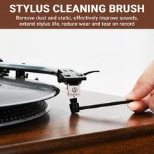 Load image into Gallery viewer, 2-in-1 Vinyl Record Cleaning Kit with Stylus Brush - Anti Static Soft Record Cleaning Kit for Albums Record Players - Retro Wooden Handle Record Brush - High Density Microfiber Bristles Vinyl Brush
