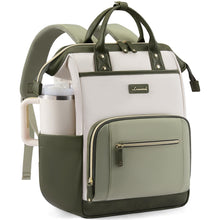 Load image into Gallery viewer, LOVEVOOK Laptop Backpack for Women with Giant Tumbler Holder,18 inch Professional Nurse Teacher Backpack Computer Laptop Bag,Cute Travel Backpack Purse Work College Bag,Beige-Bean green-Army green