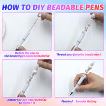 Load image into Gallery viewer, DASTTUIS 150 Pieces DIY Beadable Pen Kit – 50 Plastic Ballpoint Pens with Refills & Bags – School Supplies, Office Accessories & Decorative Items for Students & Teachers (White)