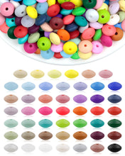 Load image into Gallery viewer, FIVEIZERO 240PC Silicone Lentil Beads - 12mm 48 Colors Abacus Spacer Beads for Keychain Bracelet Jewelry Making, DIY Crafts & Pen Charms