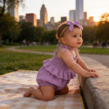 Load image into Gallery viewer, ZOELNIC Baby Girl Romper Ruffle Newborn Girl Bodysuit Jumpsuit Baby Girl Clothes Outfit (6-12 Months, Purple)