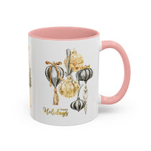 Load image into Gallery viewer, Coffee Mug - Happy Holidays Gold & Black Ornament Reindeer