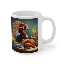 Load image into Gallery viewer, Thanksgiving Take Flight Turkey All Dressed up and Nowhere to Go Ceramic Coffee Mug Design #1 Left Right