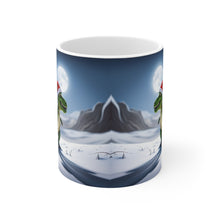 Load image into Gallery viewer, Dinosaur Raptor Rocks Christmas Santa Red Hat Ceramic Mug 11oz #8 Mirrored Images