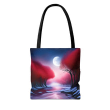Load image into Gallery viewer, Moonlight Trees Red Skies Series #8 Tote Bag AI Artwork 100% Polyester
